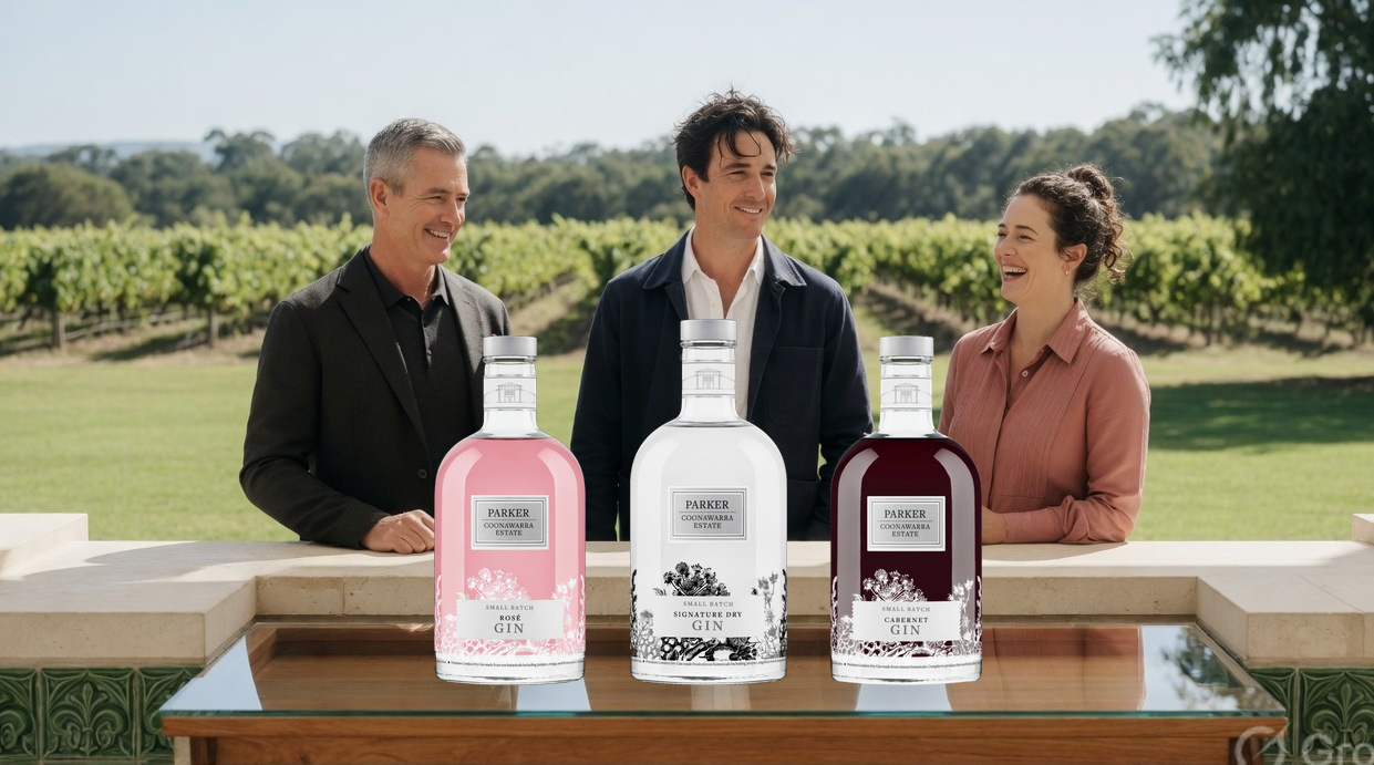 Parker Signature Dry, Rosé and Cabernet gins