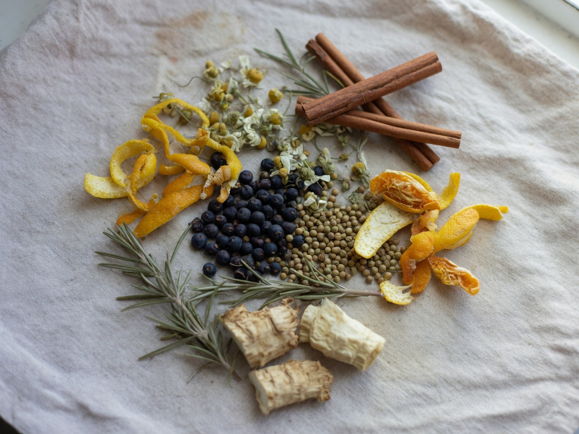 Gin botanicals still life